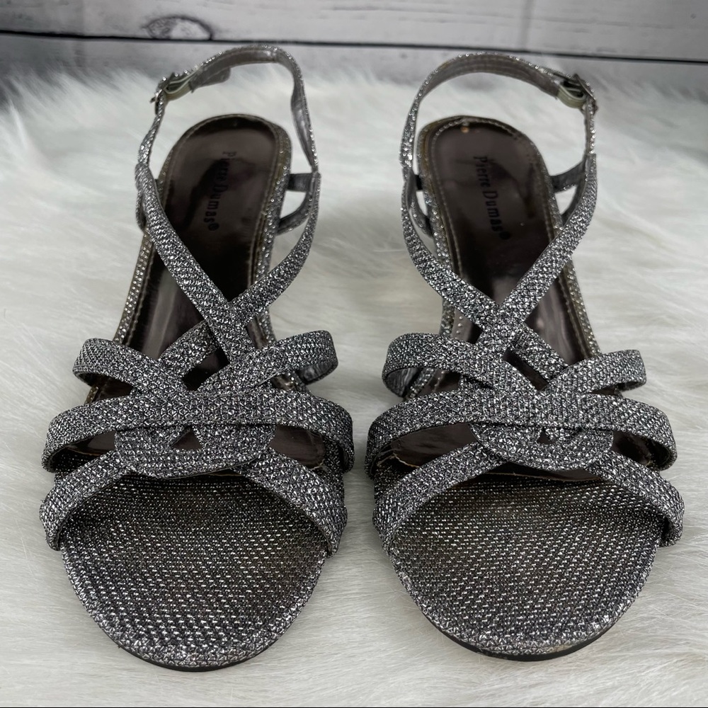 PIERRE DUMAS Pewter Tone Dress Heels